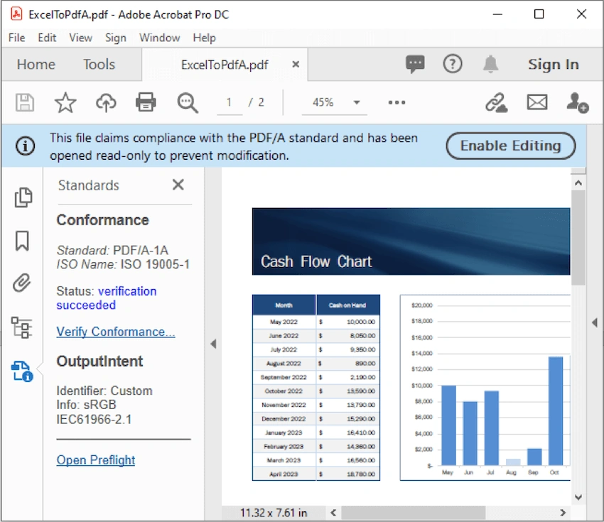Convert Excel to PDF/A in Java