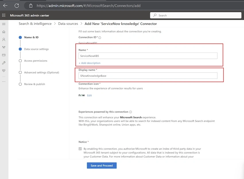 Add New ServiceNow Connector