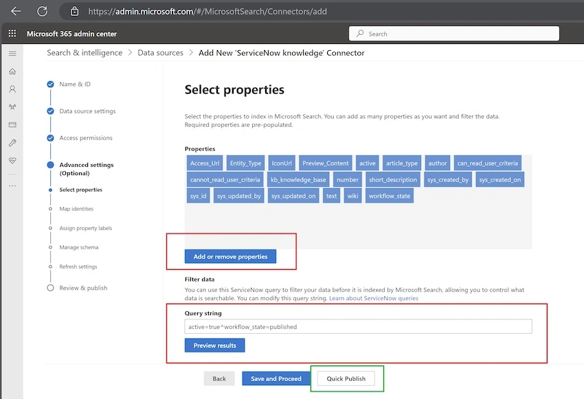 Select properties