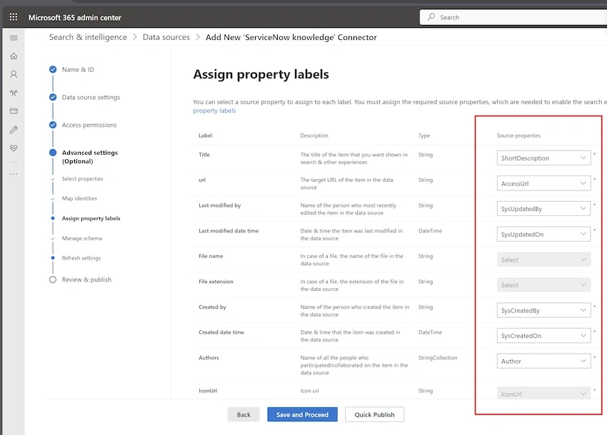 Assign property labels