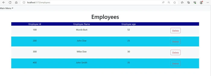 A React Front-end with a .NET Web API Back-end Application