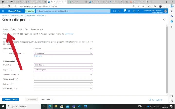 create an Azure Disk Pool