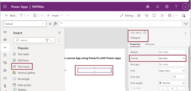 Abs function from Power Fx using Power Apps