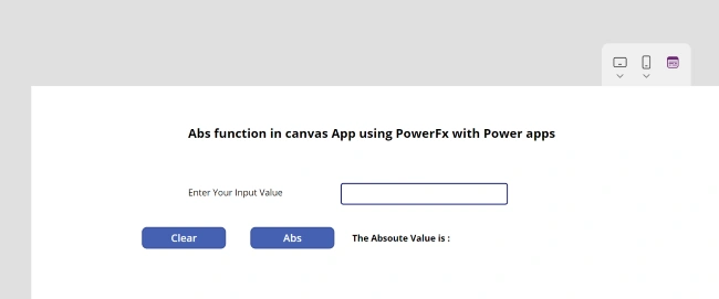 Abs function from Power Fx using Power Apps