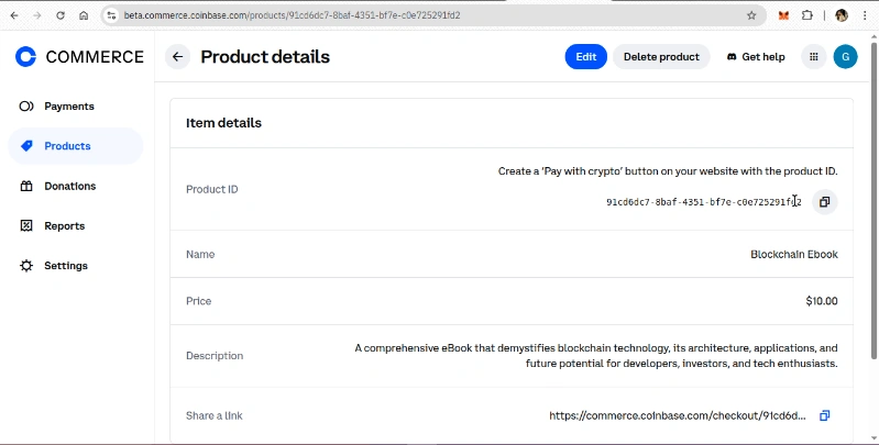 Products button