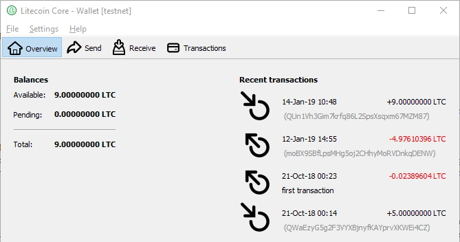 Amount received in wallet