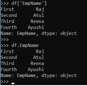 Accessing Column from DataFrame