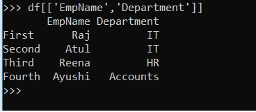 Accessing Multiple Columns from DataFrame