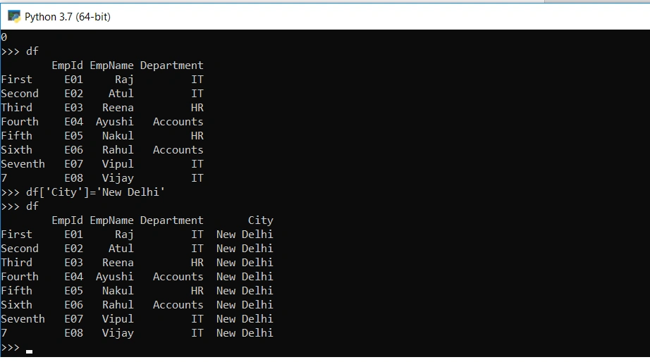 Adding Column into DataFrame