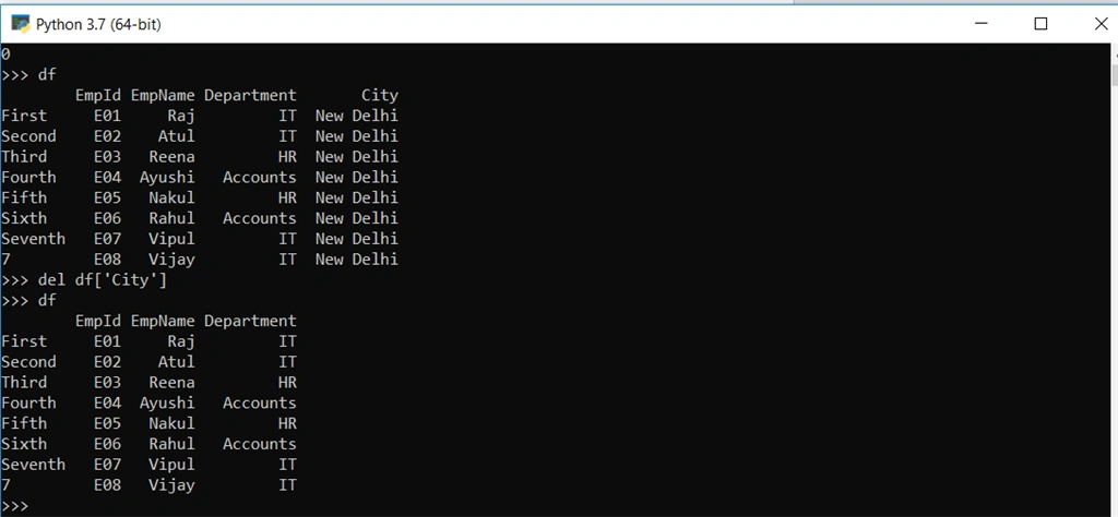 Delete Column from DataFrame