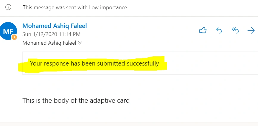 Actionable Outlook Message Using Adaptive Card Connected To SharePoint Using Power Automate