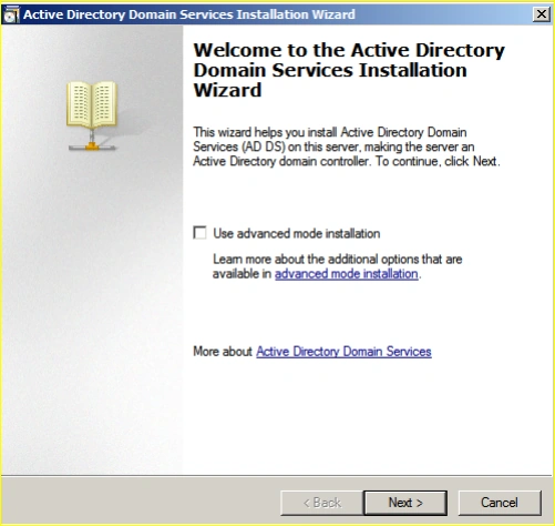 Active directory domain services installation Wizard