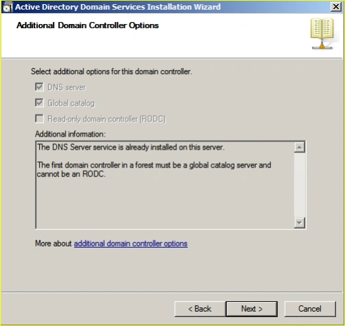 Domain controller options