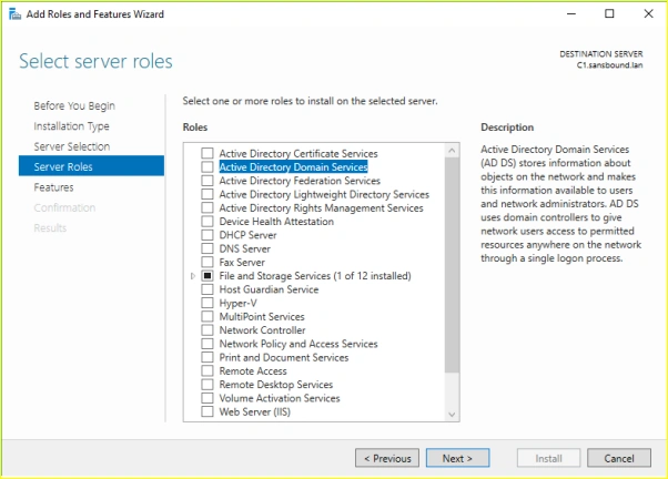 Select server roles
