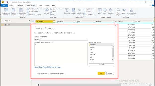 Add A Custom Column In Power BI