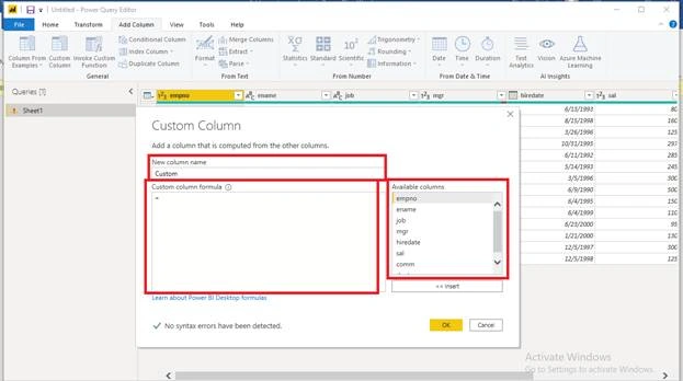 Add A Custom Column In Power BI