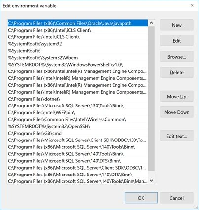 Windows 10 Path Variables