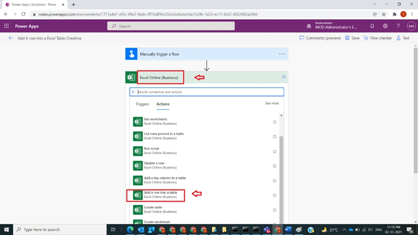 Add A Row Into An Excel Table Onedrive In Power Automate