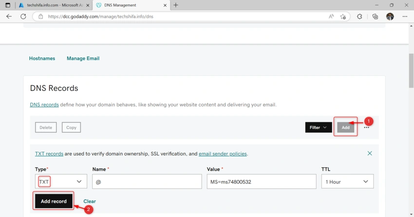 Add and verify Your custom domain in Azure Active Directory