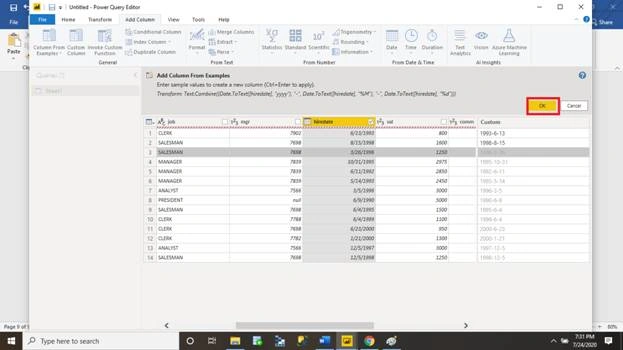 Add Column From Example In Power QueryEditor