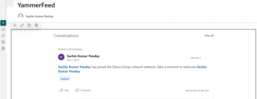 Add Conversations (yammer) Webpart in SharePoint Modern Page Using PowerShell