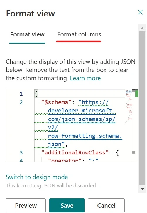 Format columns