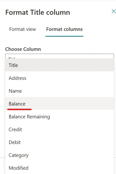 Formatting options