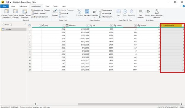 Add Index Column in Power BI using Power Query Editor