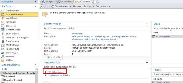 Edit List columns