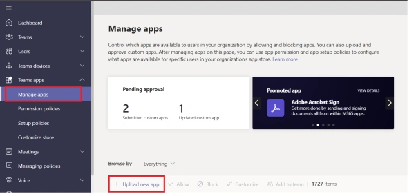 Add PowerApps as in-meeting Teams app