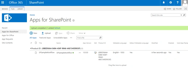 upload the app package