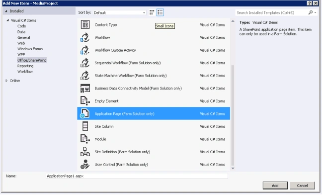 Application Page template