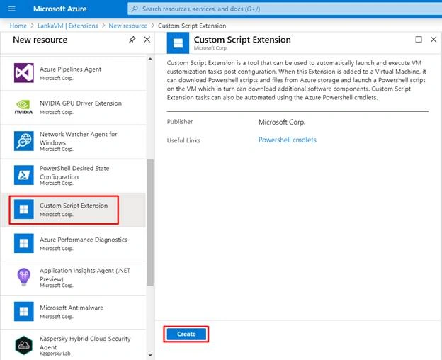 Adding Custom Script Extension In Azure Virtual Machine