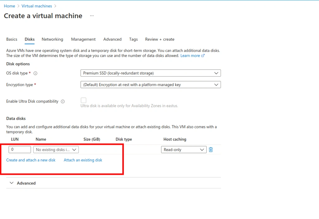 Adding Data Disk To Azure Virtual Machine
