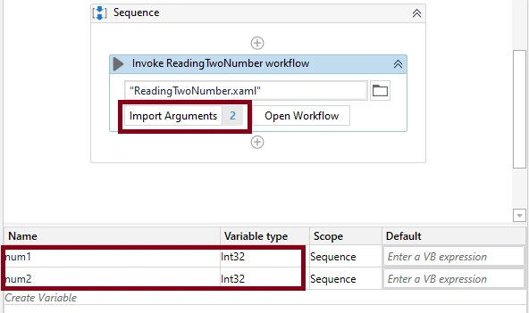 Adding Two Numbers With Arguments Using Uipath Studio