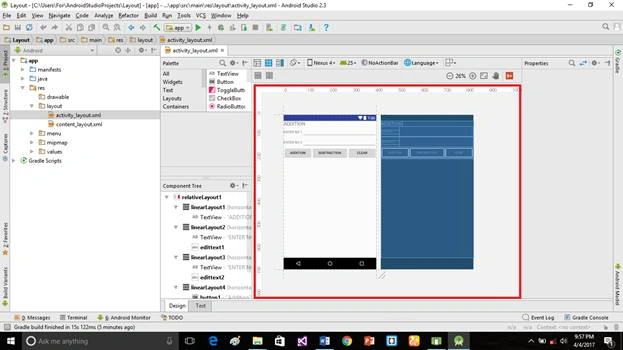 Android studio user interface