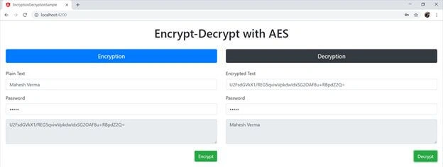 AES Encryption/Decryption with Angular 7