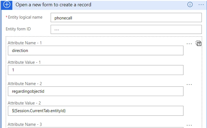 Open a new form to create a record