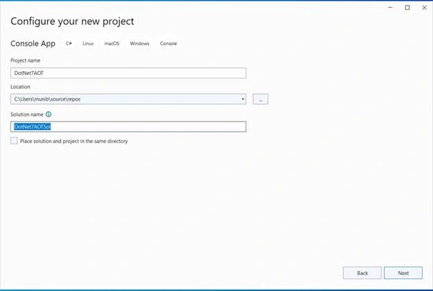 Ahead Of Time (AOT) compilation to native code in .NET 7