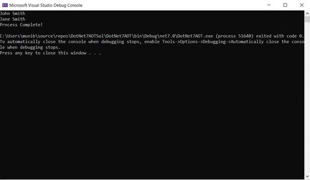 Ahead Of Time (AOT) compilation to native code in .NET 7