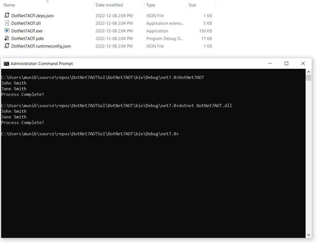 Ahead Of Time (AOT) compilation to native code in .NET 7