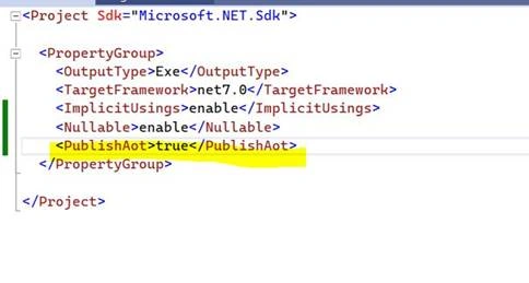 Ahead Of Time (AOT) compilation to native code in .NET 7