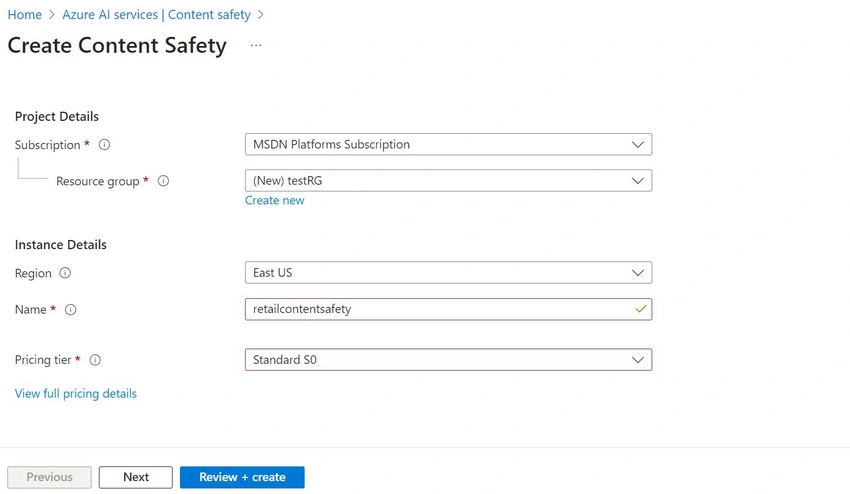 Content safety page