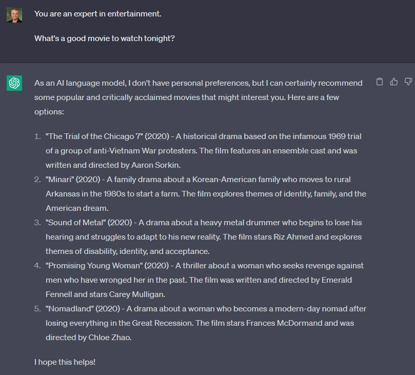 Simple Entertainment Prompt