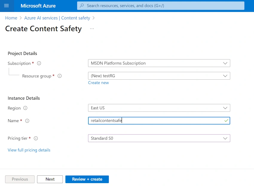 Create Content Safety