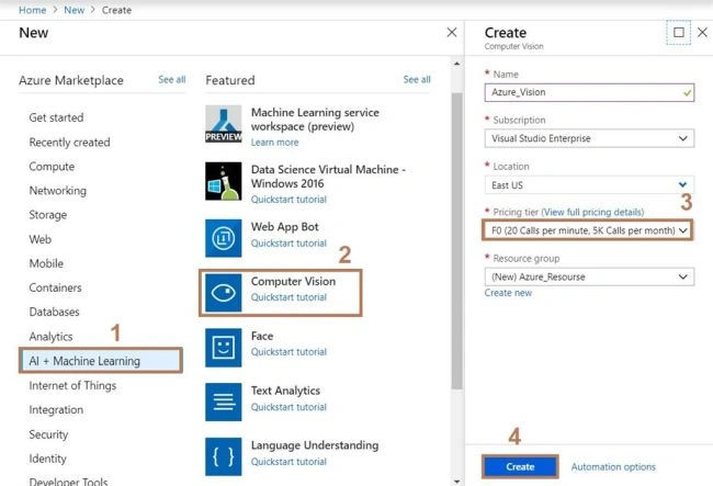 Android Application Interface with Azure ComputerVision API