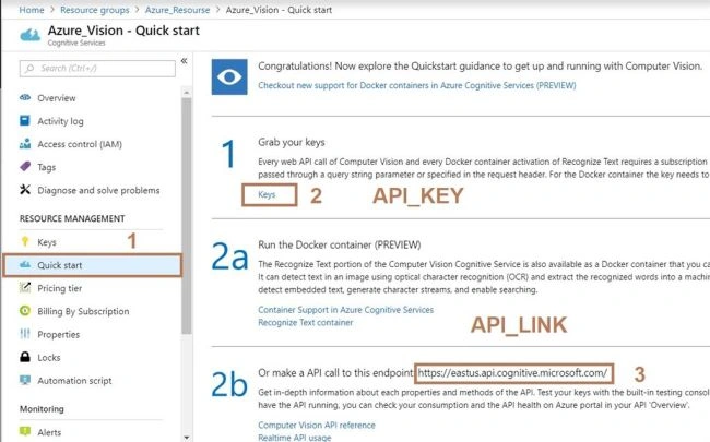 Android Application Interface with Azure ComputerVision API