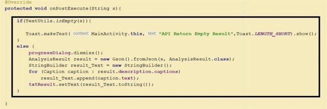 Android Application Interface with Azure ComputerVision API