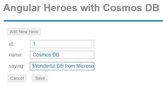 Angular 6 Application with Cosmos DB and Web API 2 