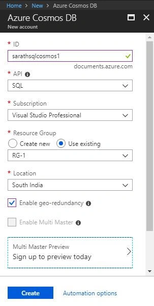 Angular 6 Application with Cosmos DB and Web API 2 